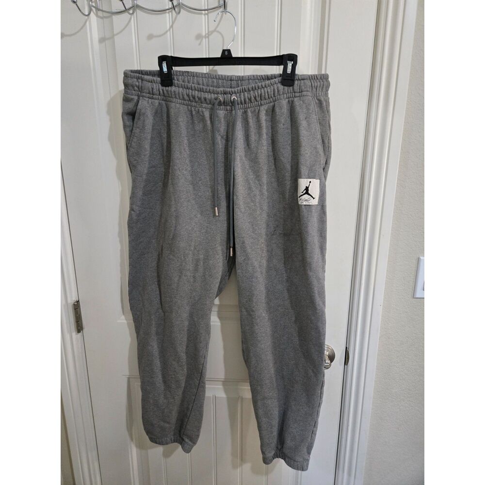 Jordan Flight Men’s Gray Fleece Jogger Sweatpants Size XXL 100% Cotton Jumpman